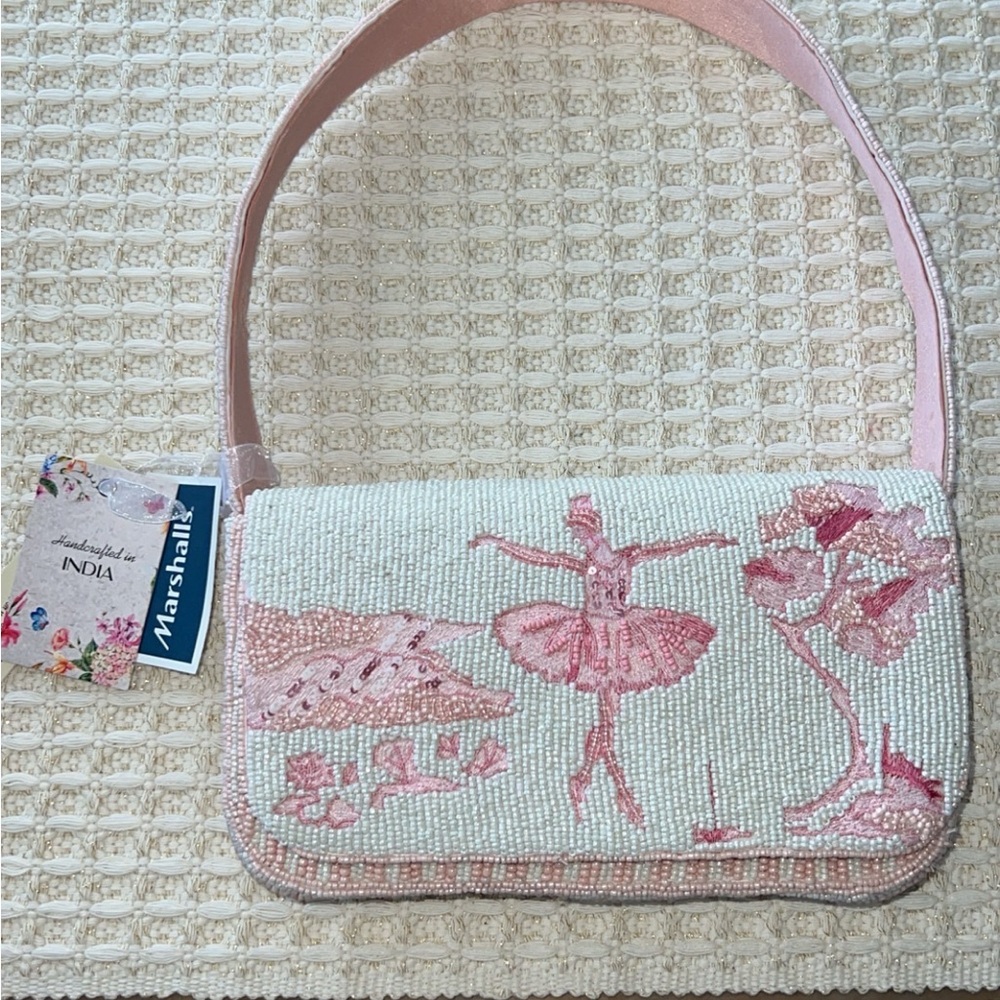 VIRAL Marshalls Pink Beaded Ballerina Shoulder Bag